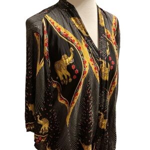 The Elephant Pants Black Elephant Print Kimono